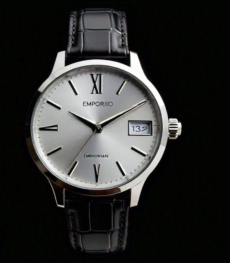Emporio Armani Menās Black Leather Watch