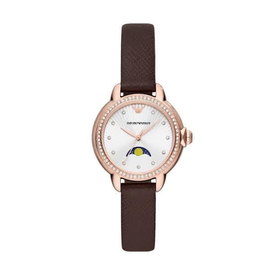 Emporio Armani Moonphase Brown Leather Watch
