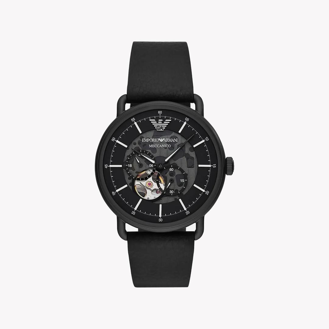 Emporio Armani Men’s Automatic Black Leather Watch