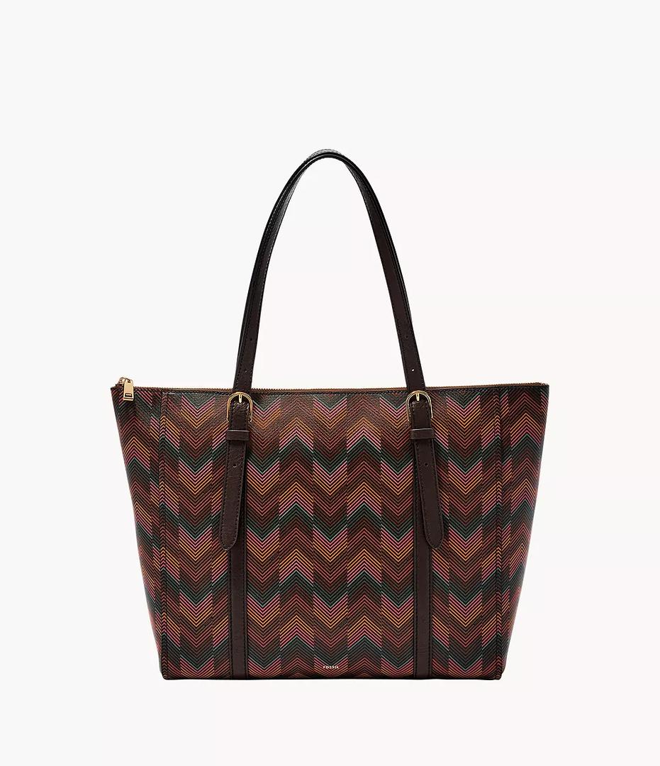 Fossil Carmen Brown Leather Tote