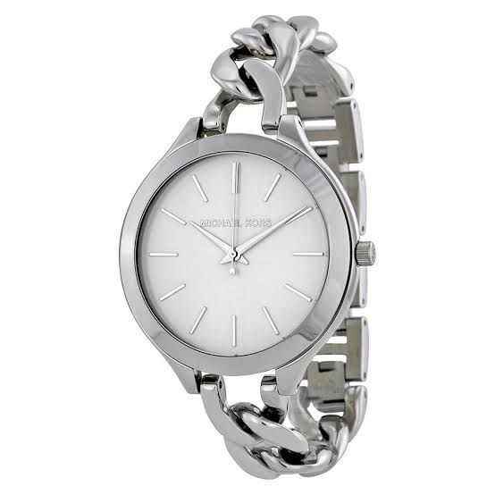 Michael Kors Slim Runway White Leather Watch