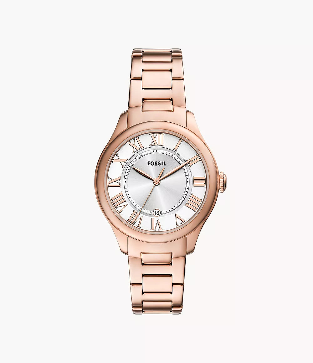 Gilmore Three-Hand Date Rose Gold-Tone Stainless Steel Watch ES5394
