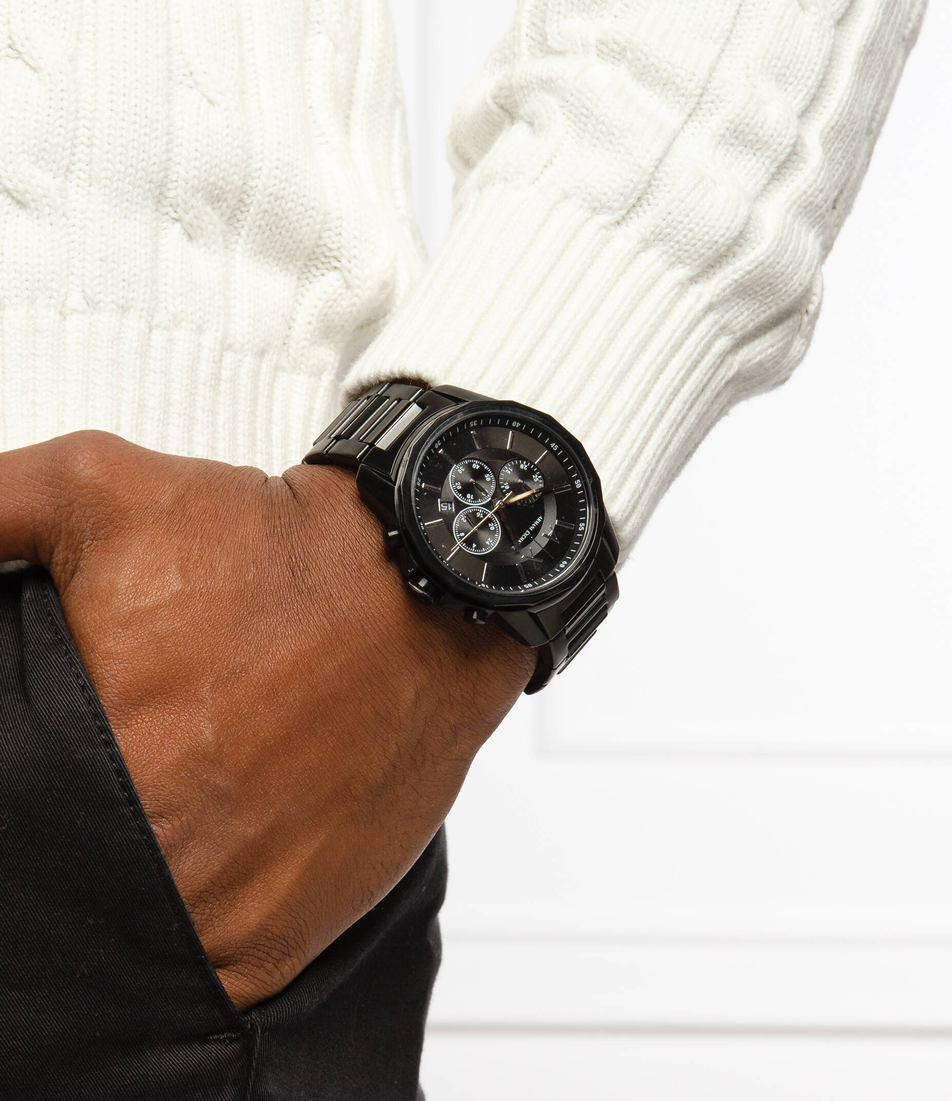 armani exchange black watch