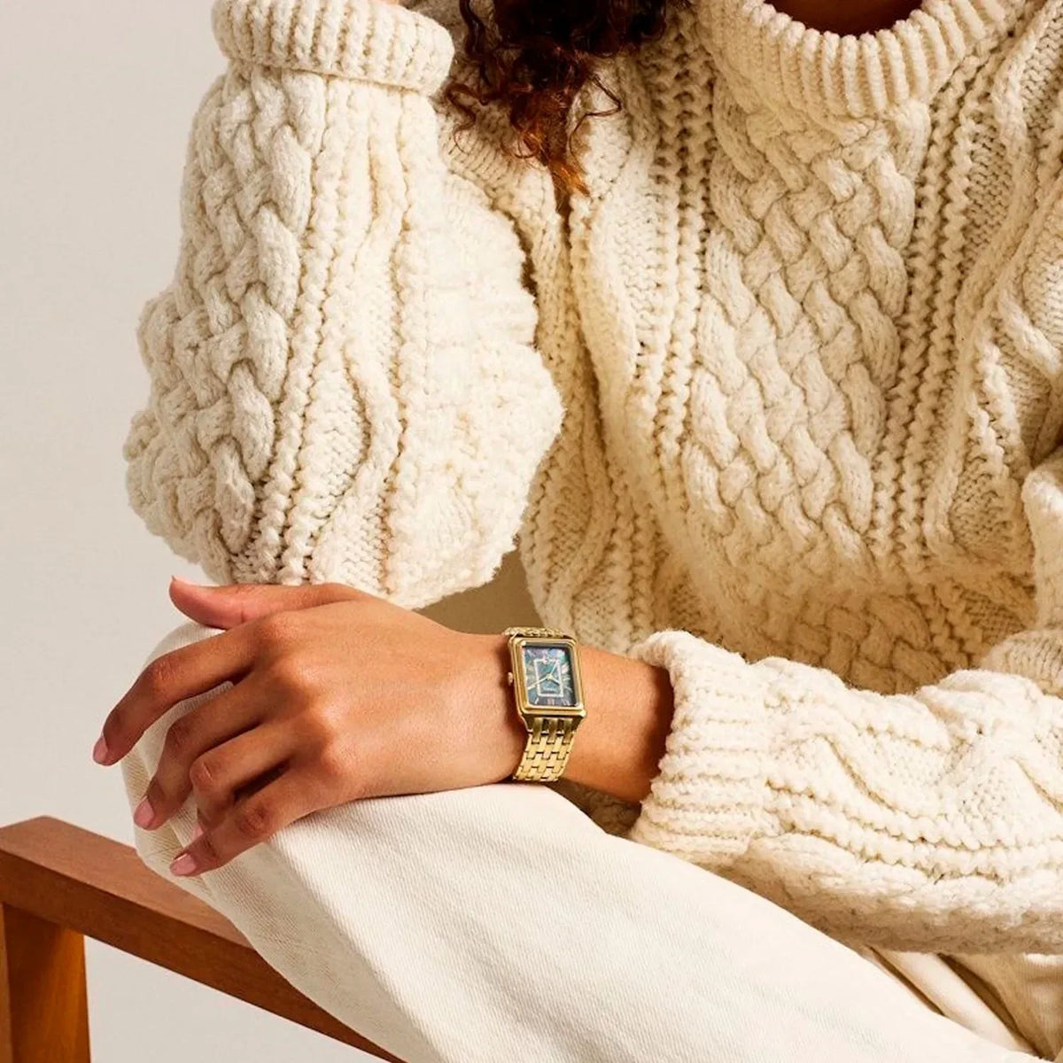 armani exchange gold watch square-face midcentury watch