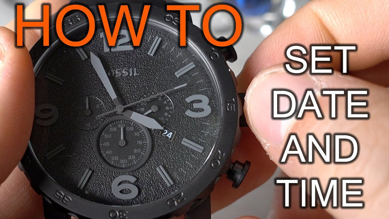 how to set the date on a fossil watch