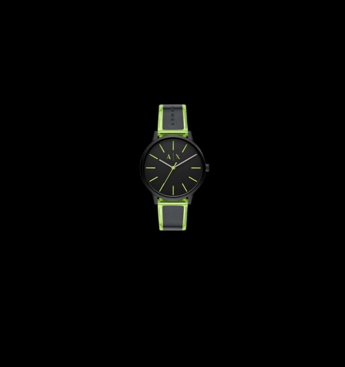 Armani Exchange Black & Noen Green Polyurethane Watch