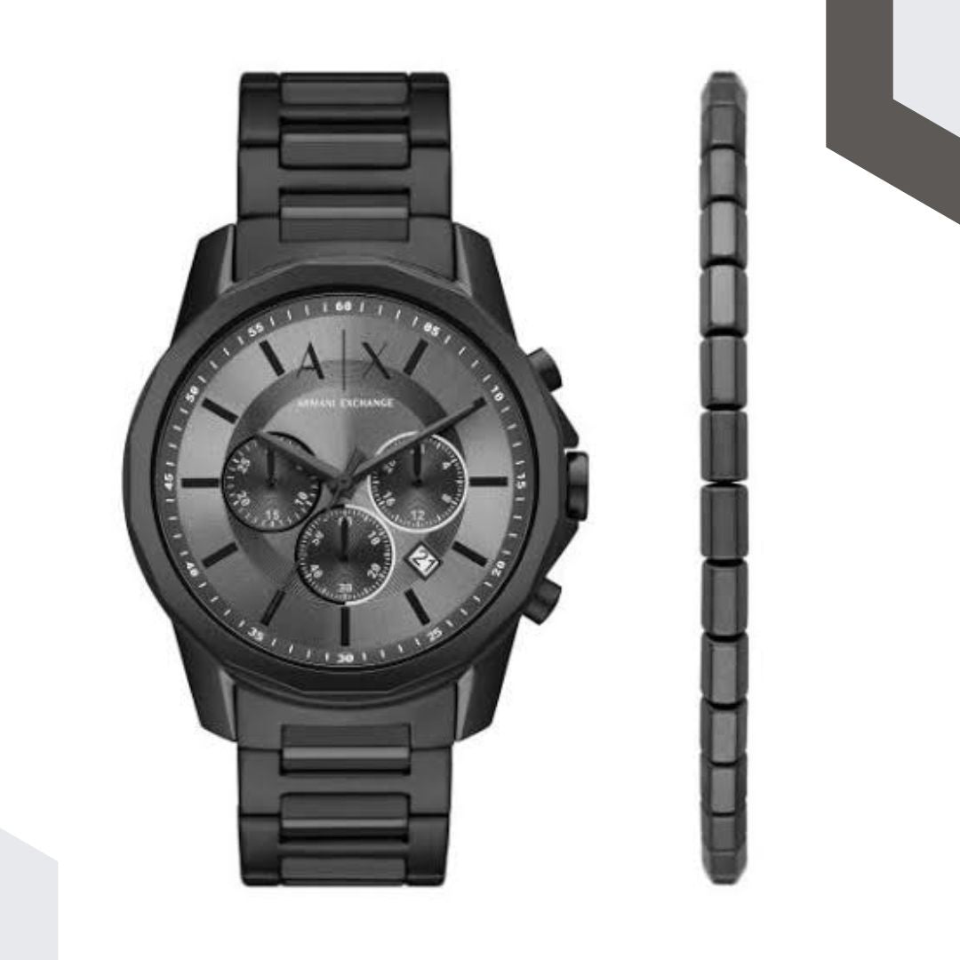 Armani Exchange Stainless Steel Black Strap Watch