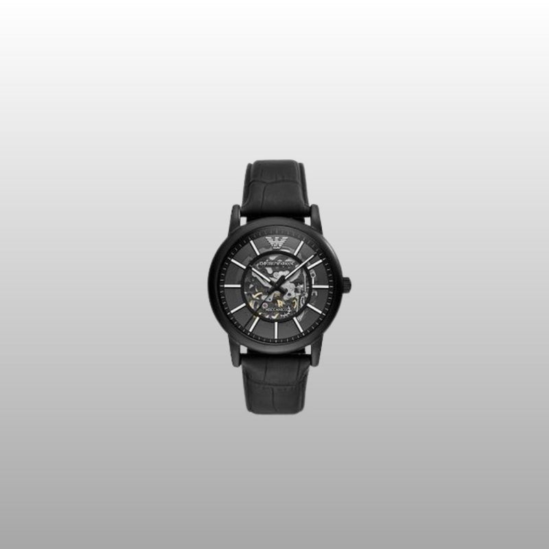 Emporio Armani Men’s Automatic Black Leather Watch