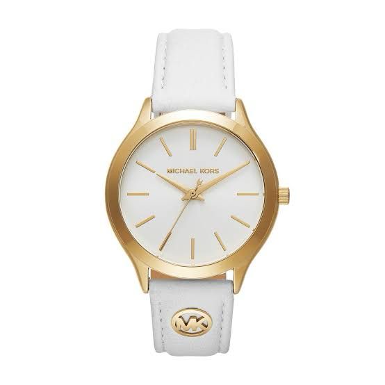 Michael Kors Slim Runway White Leather Watch