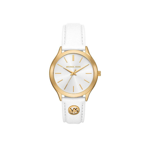  Michael Kors SLIM RUNWAY White Leather Watch 