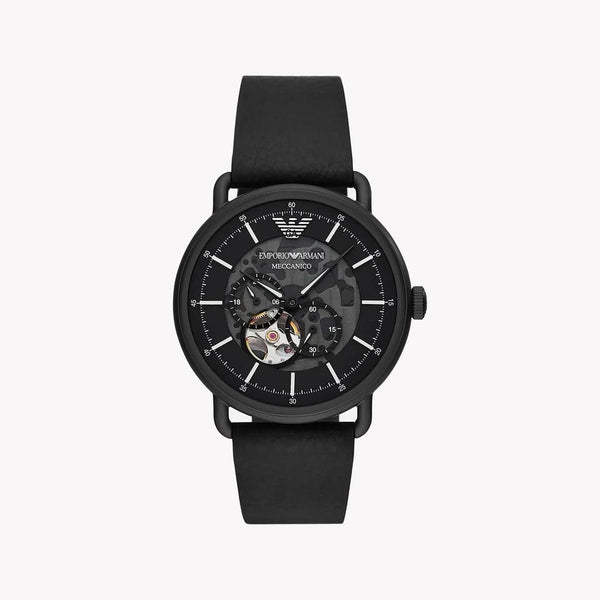 Emporio Armani Men’s Automatic Black Leather Watch