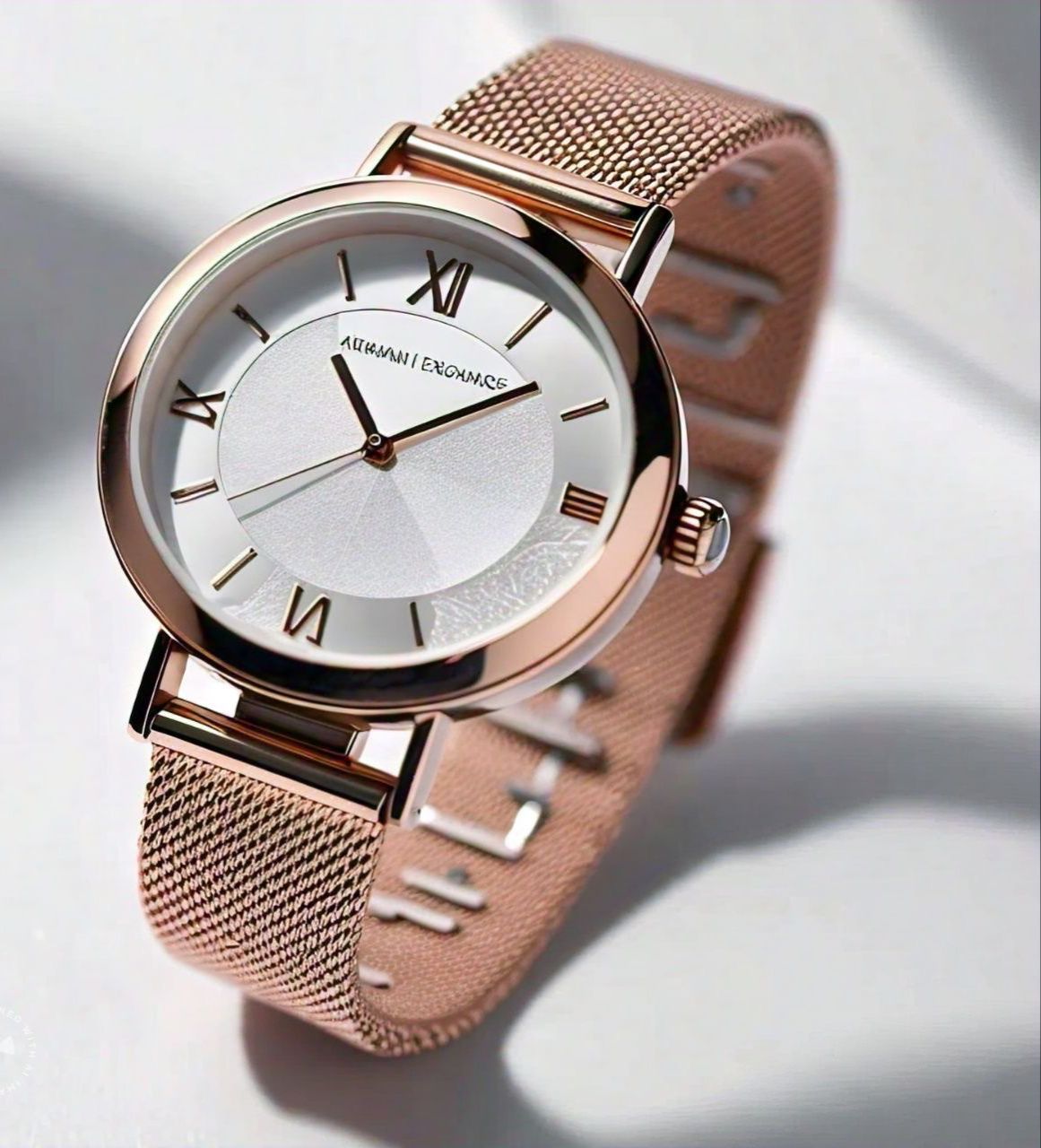 Armani Exchange Rose Gold-Tone Mesh Watch