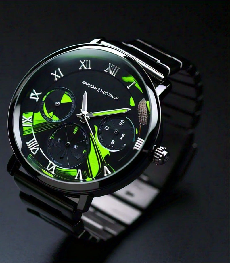 Armani Exchange Black and Neon Green Watch