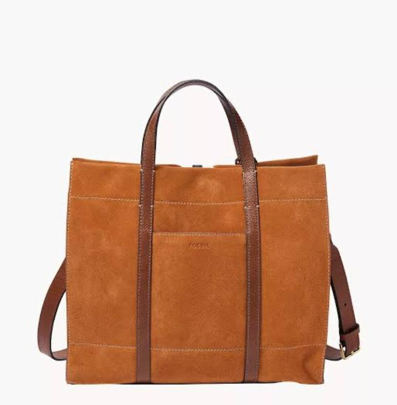 Fossil Carmen Brown Leather Tote