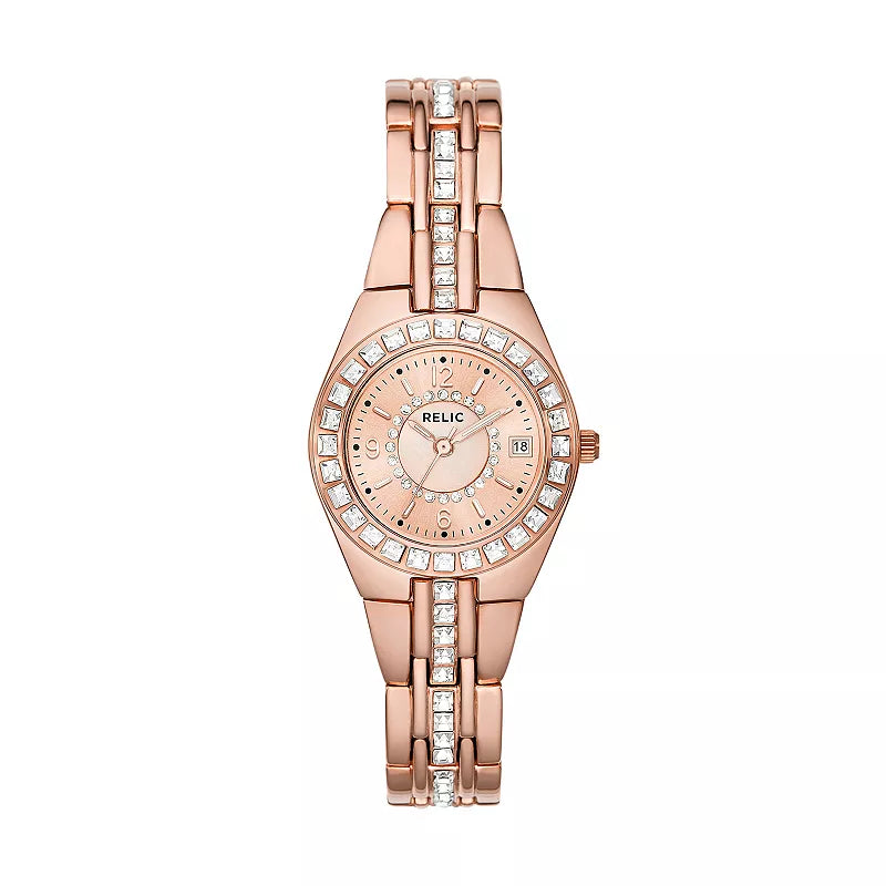 Relic by Fossil Women's 27mm Rose Gold Tone Crystal Watch - ZR12163