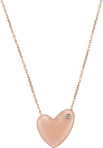 SKJ1803791 - Skagen Women's Sofie Sea Glass Pink Heart-Shaped Pendant Necklace, SKJ1803791 - Rose Gold