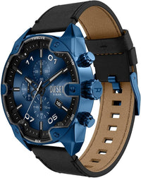 Men's Spiked Chronograph Black Leather Watch | Multicolor DZ4703