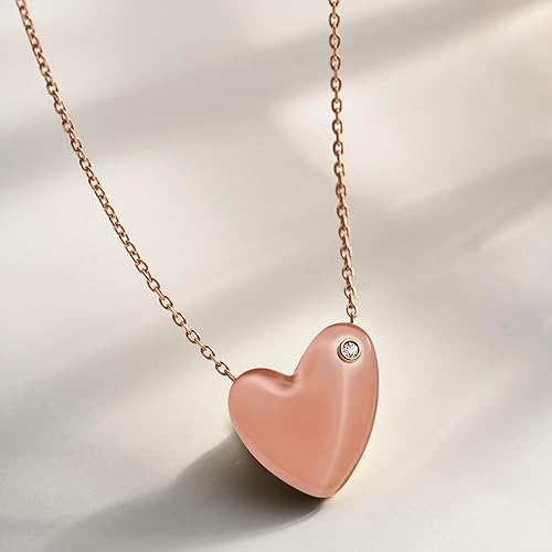 SKJ1803791 - Skagen Women's Sofie Sea Glass Pink Heart-Shaped Pendant Necklace, SKJ1803791 - Rose Gold