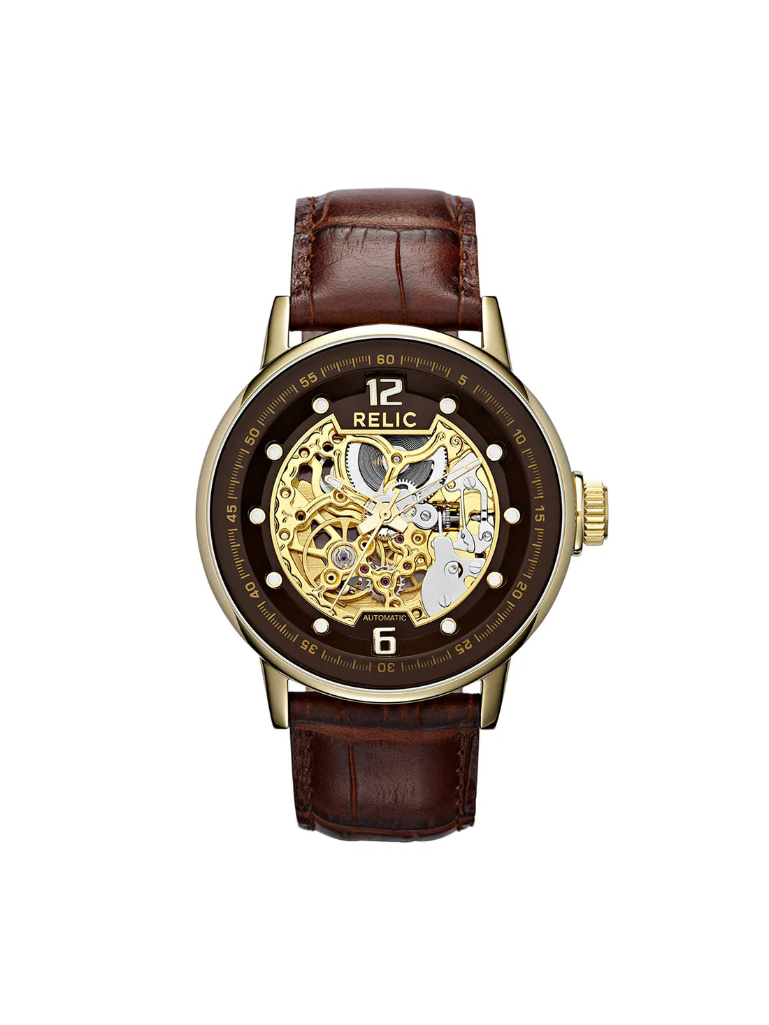 Relic Men's ZR77241 Analog Automatic Brown Watch ZR77241 ZR77241