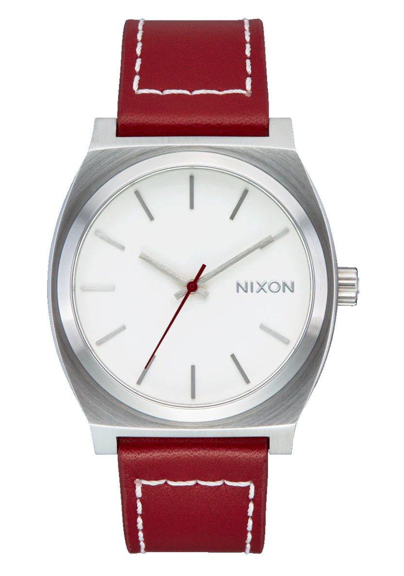 Time Teller Leather Watch | Silver / Egret / Cranberry A13735197-00