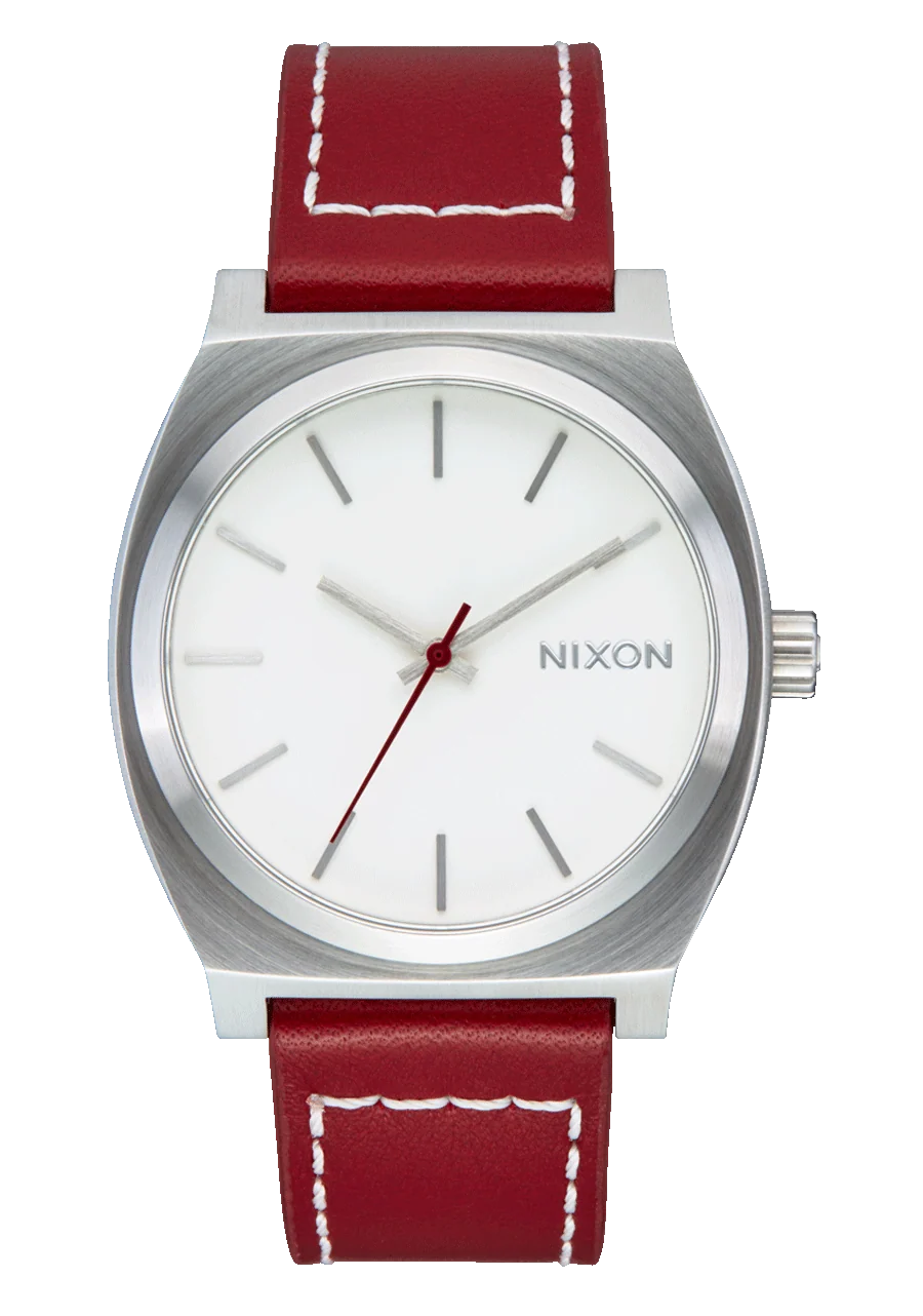 Time Teller Leather Watch | Silver / Egret / Cranberry A13735197-00