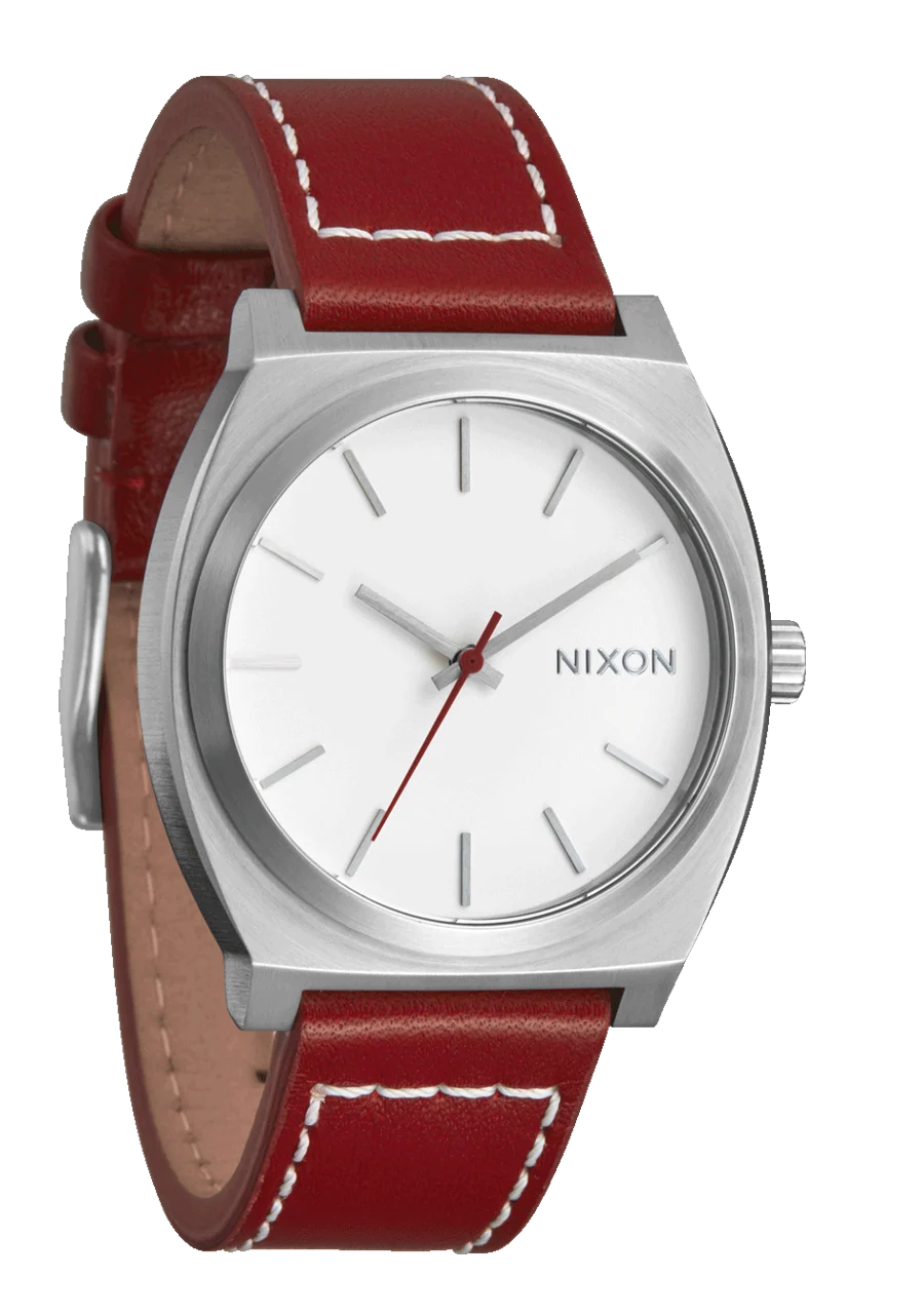 Time Teller Leather Watch | Silver / Egret / Cranberry A13735197-00