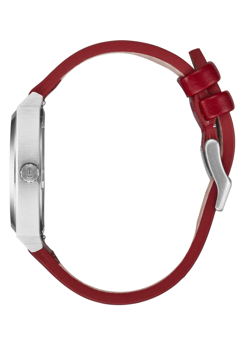 Time Teller Leather Watch | Silver / Egret / Cranberry A13735197-00