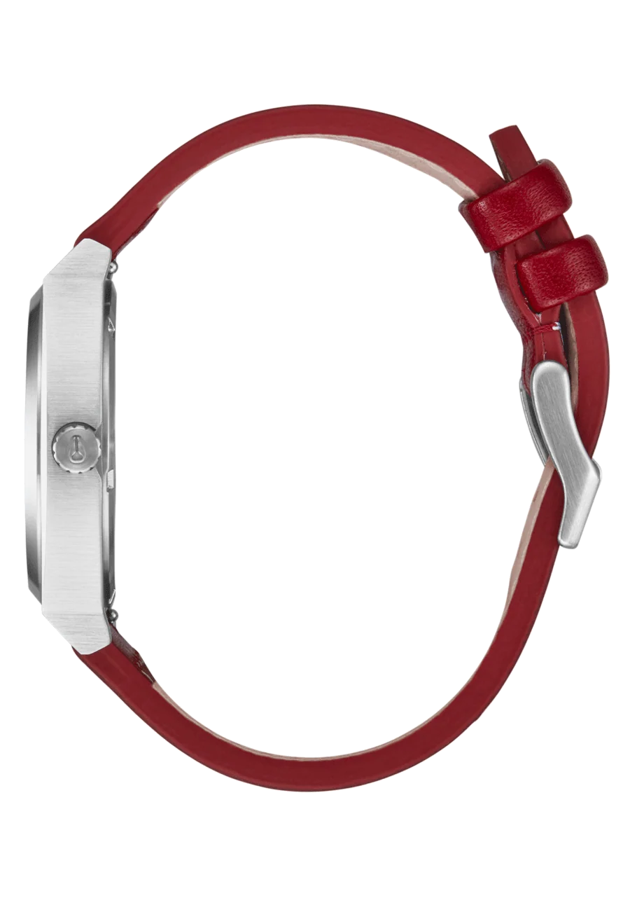 Time Teller Leather Watch | Silver / Egret / Cranberry A13735197-00