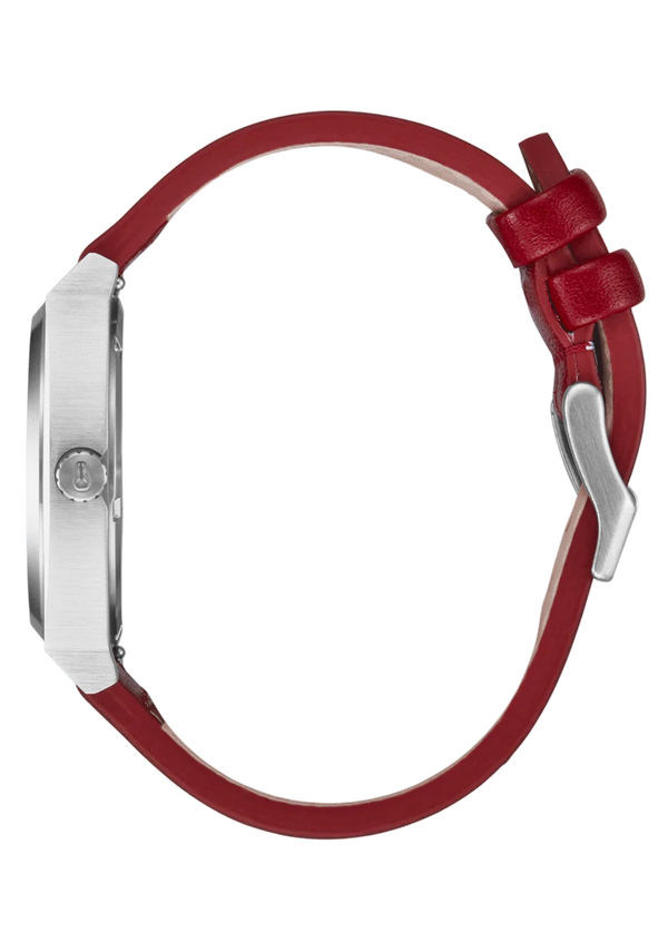 Time Teller Leather Watch | Silver / Egret / Cranberry A13735197-00