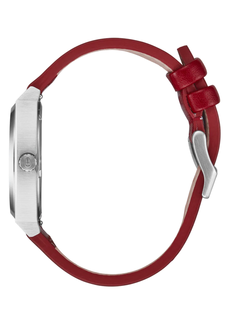 Time Teller Leather Watch | Silver / Egret / Cranberry A13735197-00