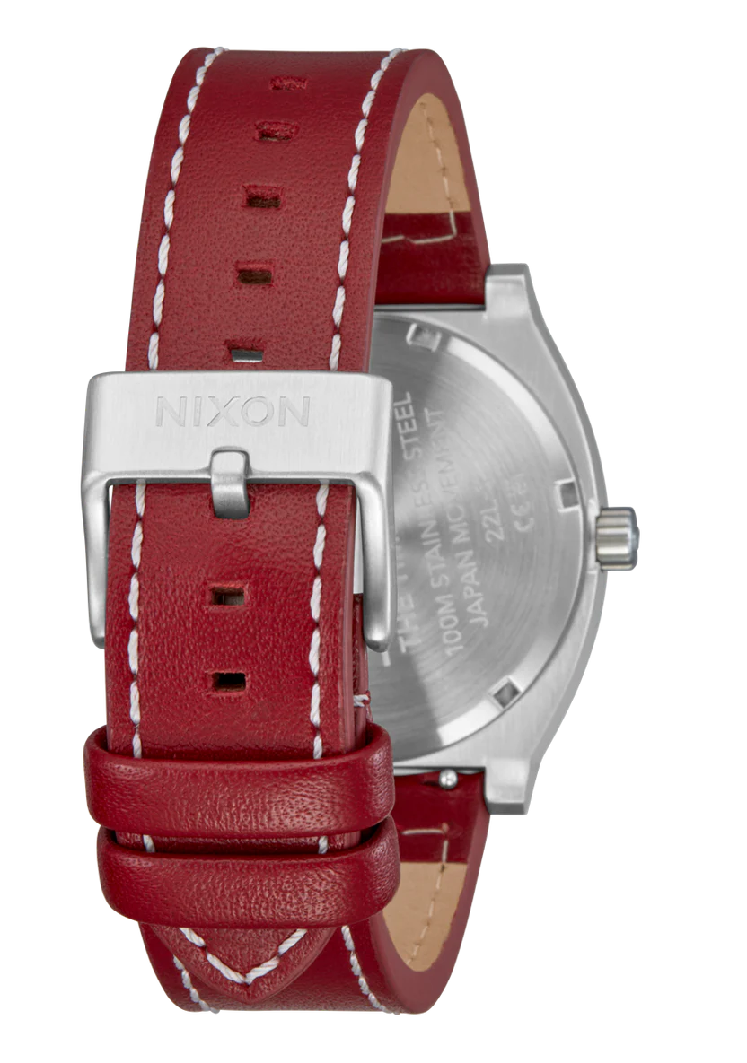 Time Teller Leather Watch | Silver / Egret / Cranberry A13735197-00