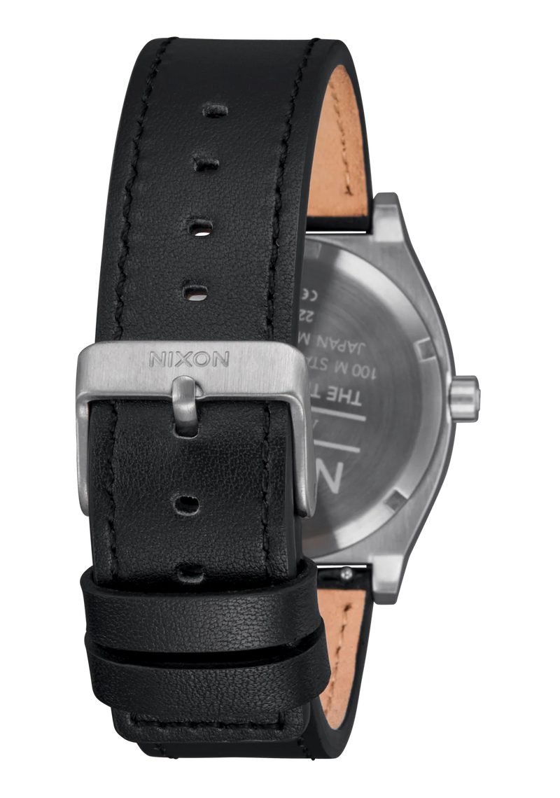 Nixon Time Teller Leather Watch | Silver / Black A1373625-00