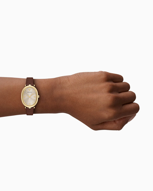 Two-Hand Brown Leather Watch AR11708