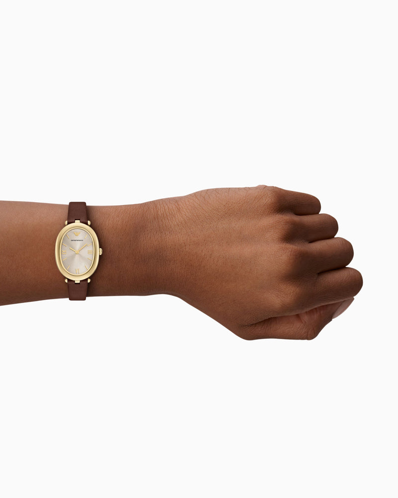 Two-Hand Brown Leather Watch AR11708