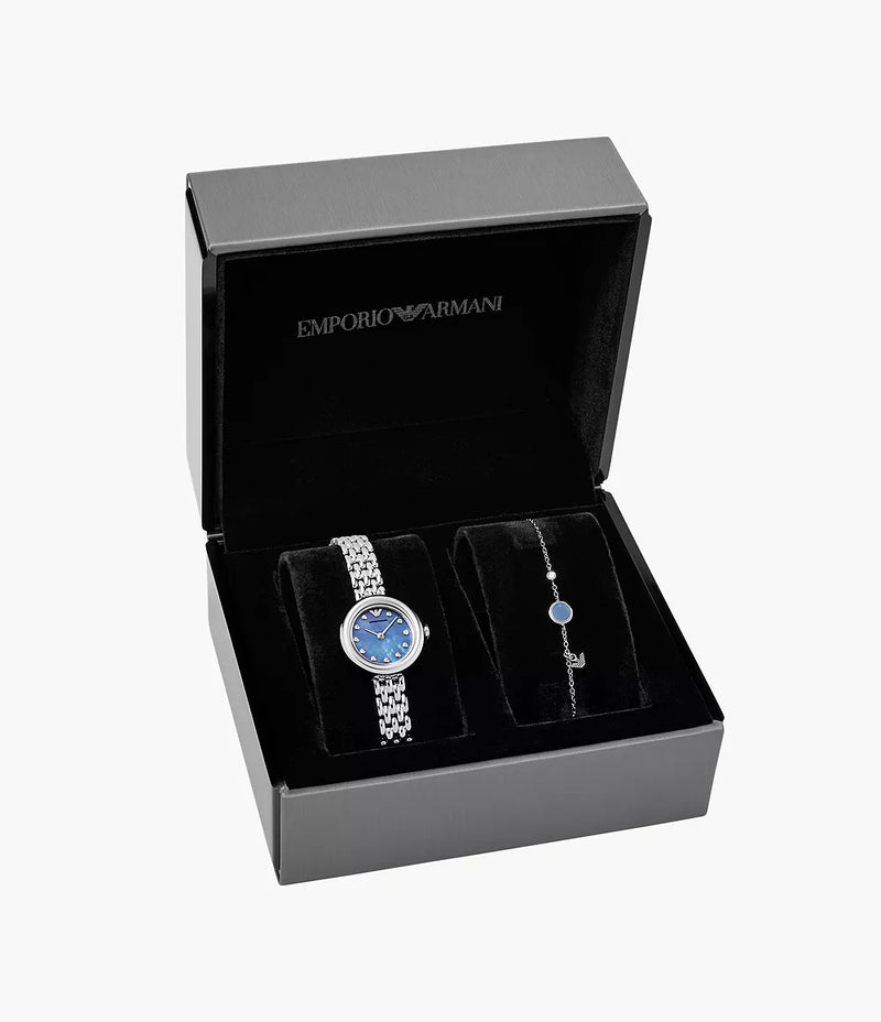 AR80051 Emporio Armani Stainless Steel Watch and Bracelet Gift Set