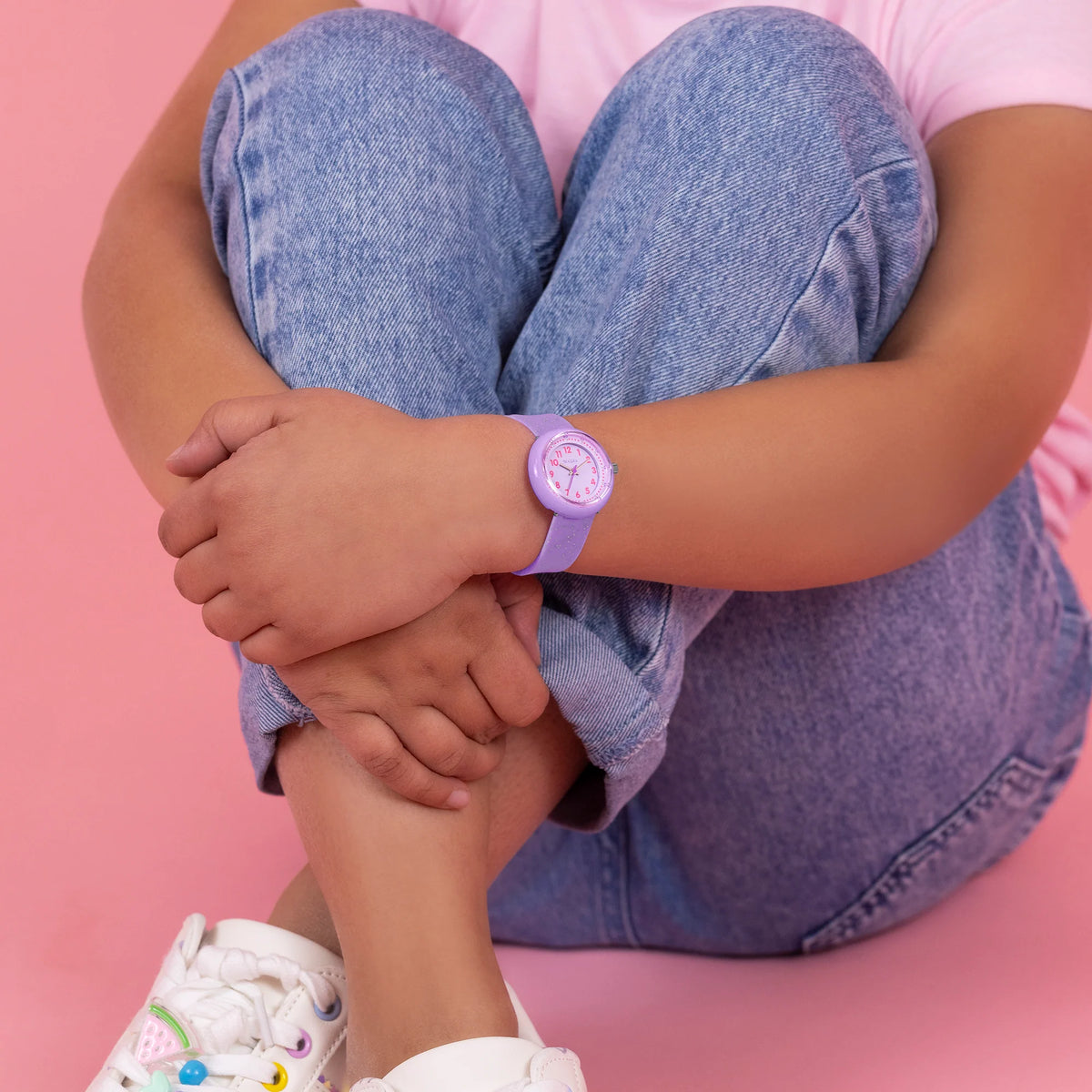 Tikkers Purple Glitter Strap Watch ATK1102