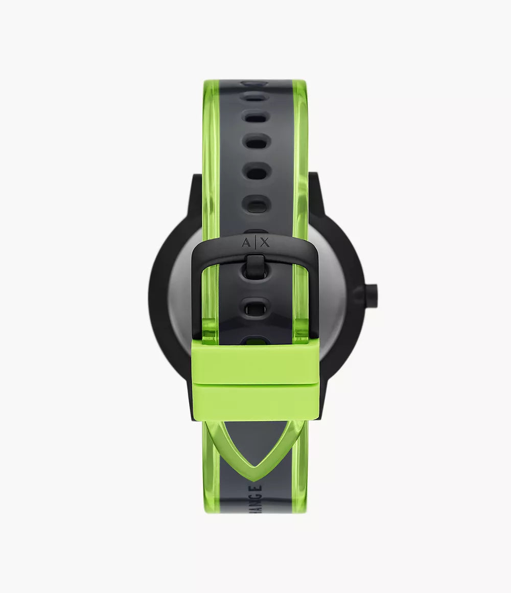 AX2730 - Armani Exchange Three-Hand Black and Neon Green Polyurethane Watch