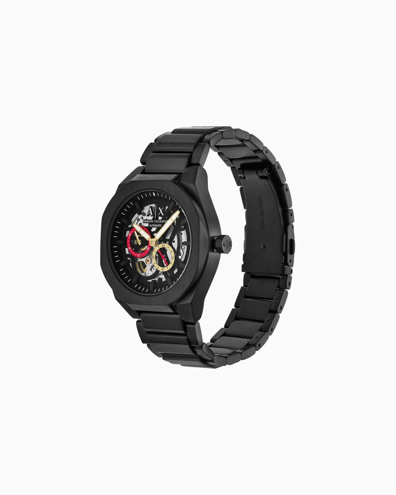 Sync Automatic Black Stainless Steel Watch AX4196