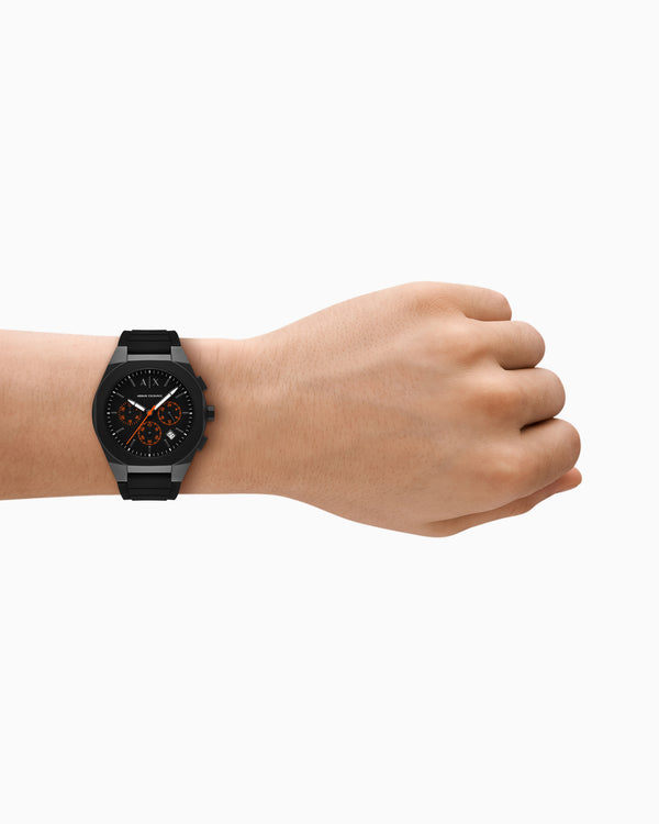 Sync Chronograph Black Silicone Watch AX4198