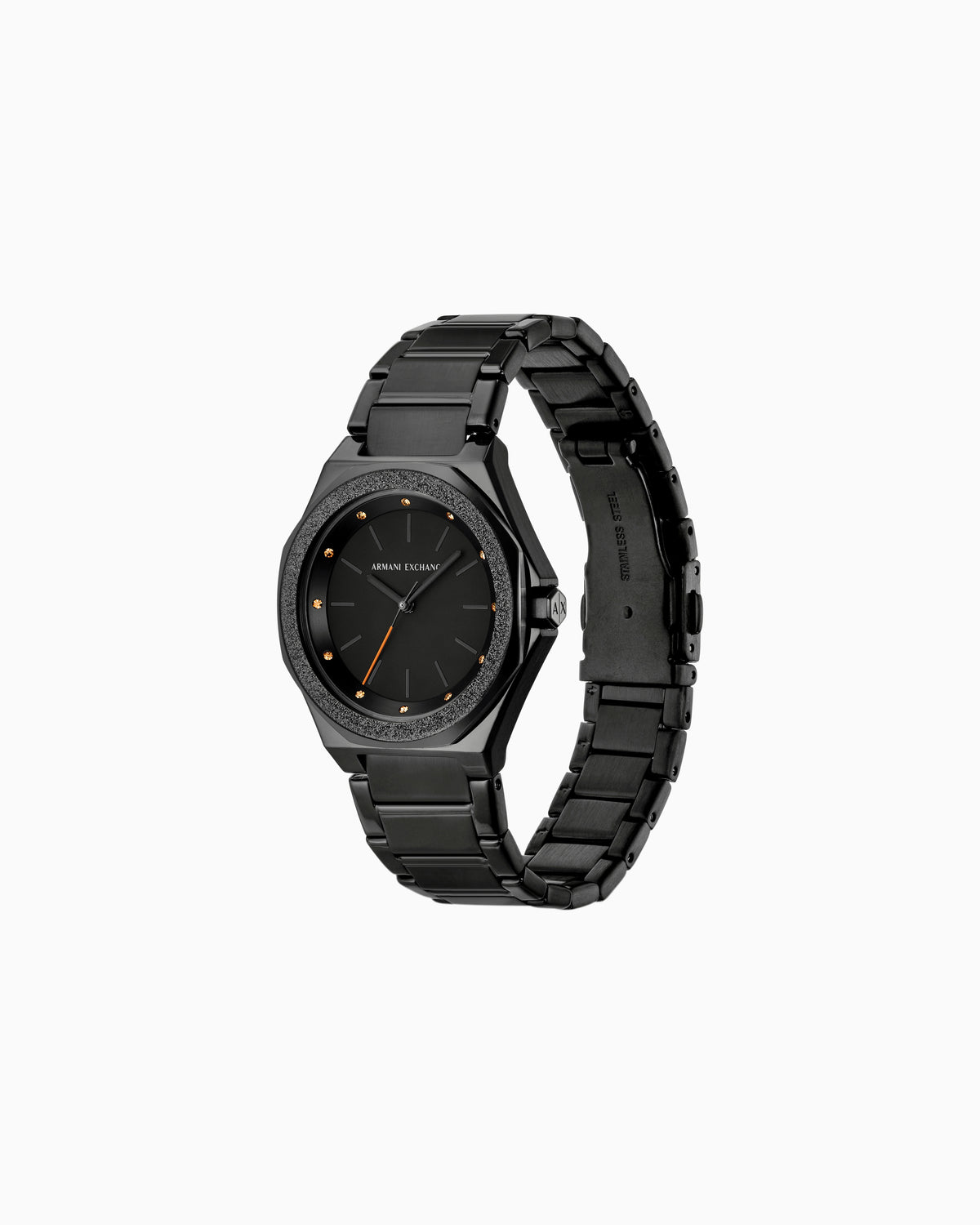 Three-Hand Black Stainless Steel Watch AX4621