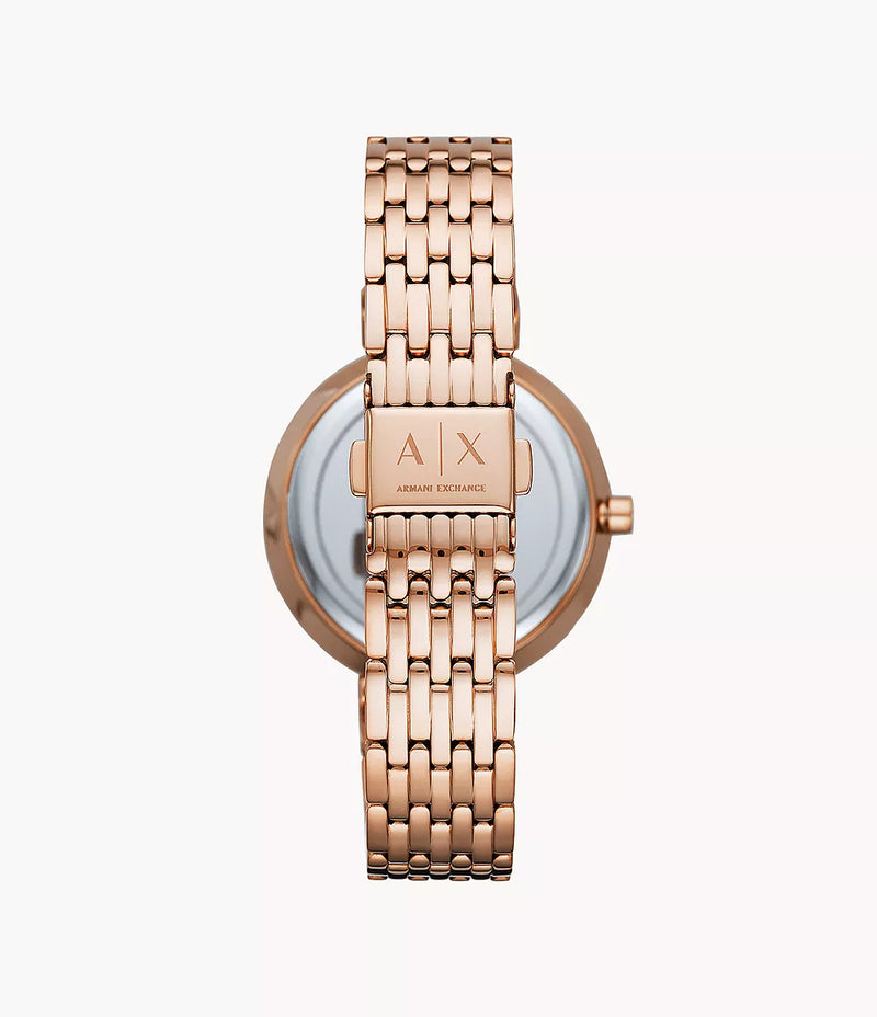 AX5901 Armani Exchange Three-Hand Rose Gold-Tone Stainless Steel Watch