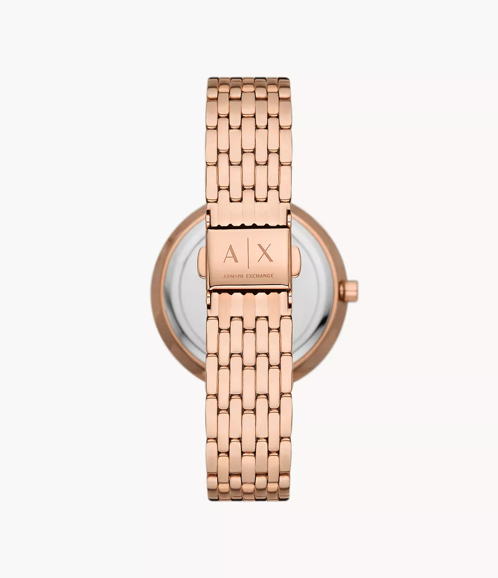 AX5915 - Armani Exchange Three-Hand Rose Gold-Tone Stainless Steel Watch