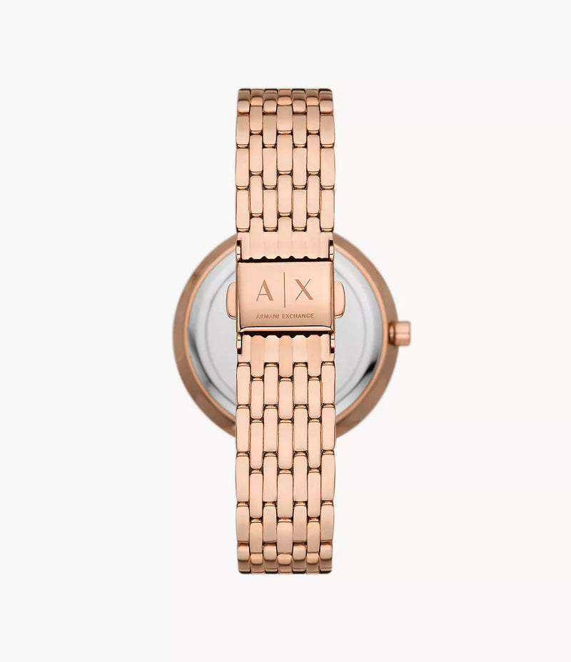 AX5915 - Armani Exchange Three-Hand Rose Gold-Tone Stainless Steel Watch