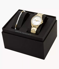 AX7139SET Armani Exchange Three-Hand Gold-Tone Stainless Steel Watch and Bracelet Gift Set