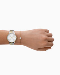 Two-tone three-hand stainless steel watch and bracelet set AX7156SET