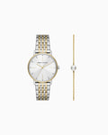Two-tone three-hand stainless steel watch and bracelet set AX7156SET