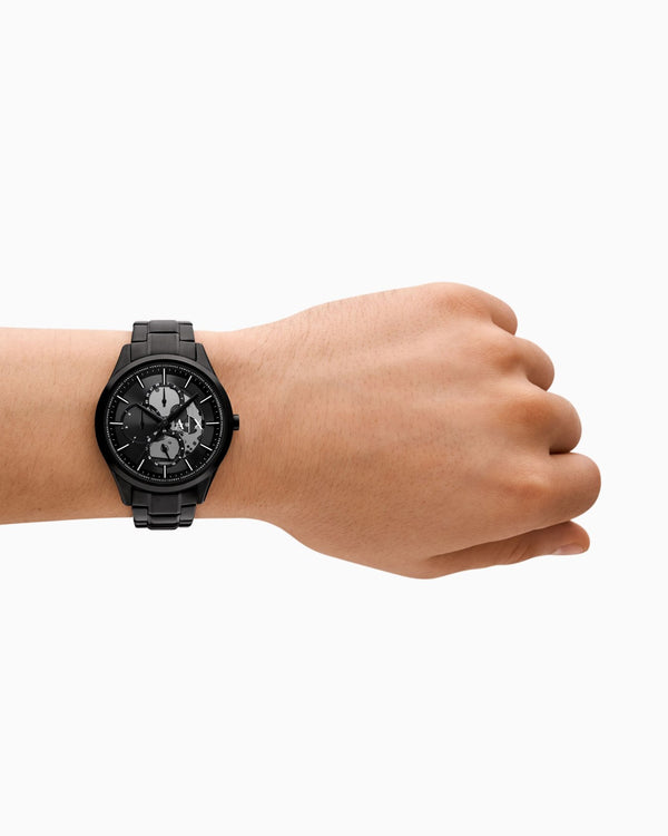 Multifunction Black Stainless Steel Watch and Necklace Set  AX7160SET