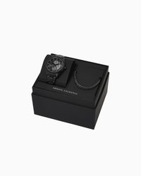 Multifunction Black Stainless Steel Watch and Necklace Set  AX7160SET