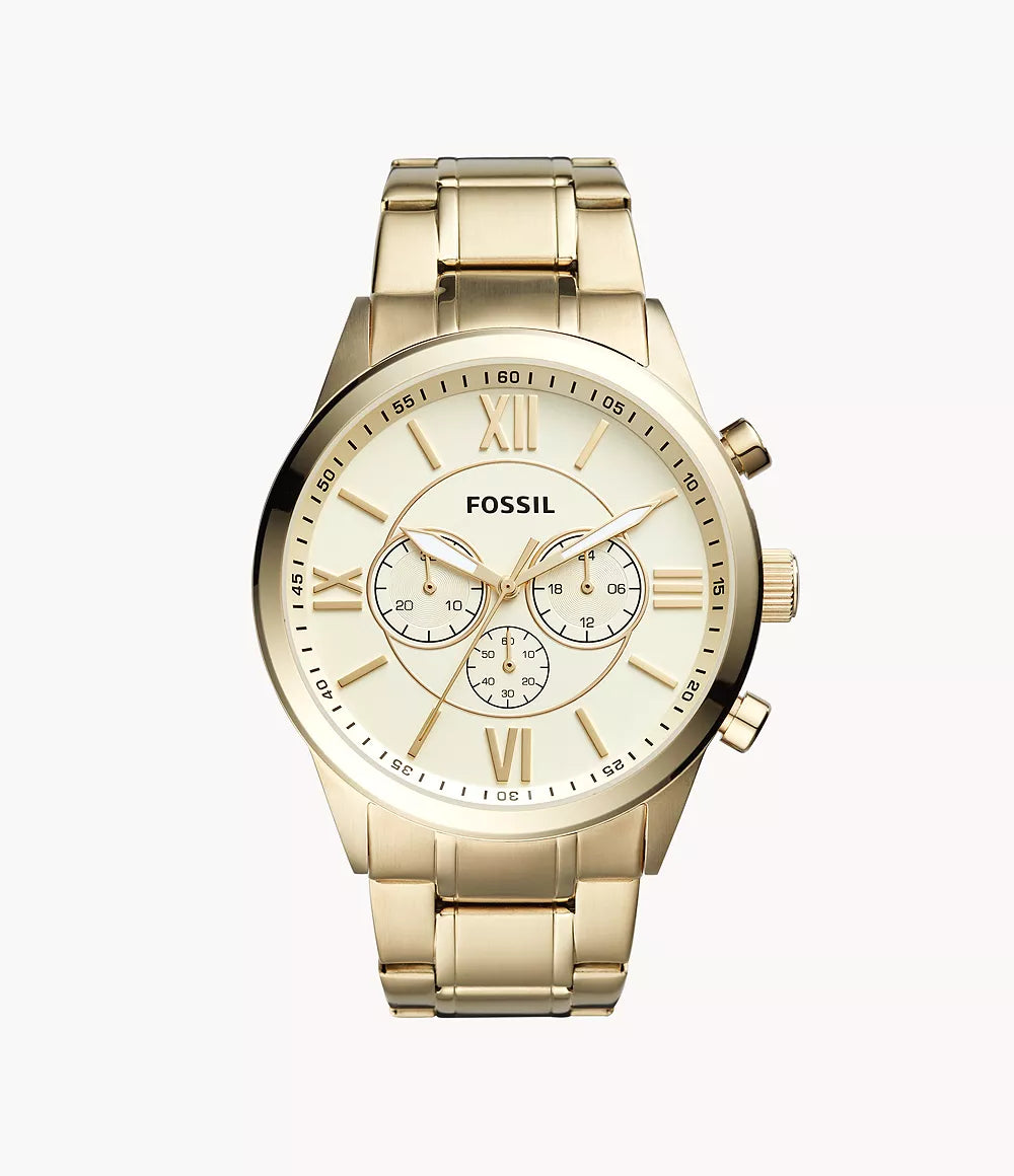 BQ1128IE- Fossil Flynn Chronograph Gold-Tone Stainless Steel Watch For Men