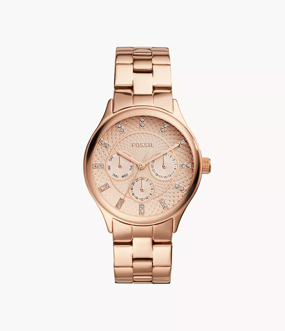 BQ1561- Fossil Modern Sophisticate Multifunction Rose Gold-Tone Stainless Steel Watch For Women